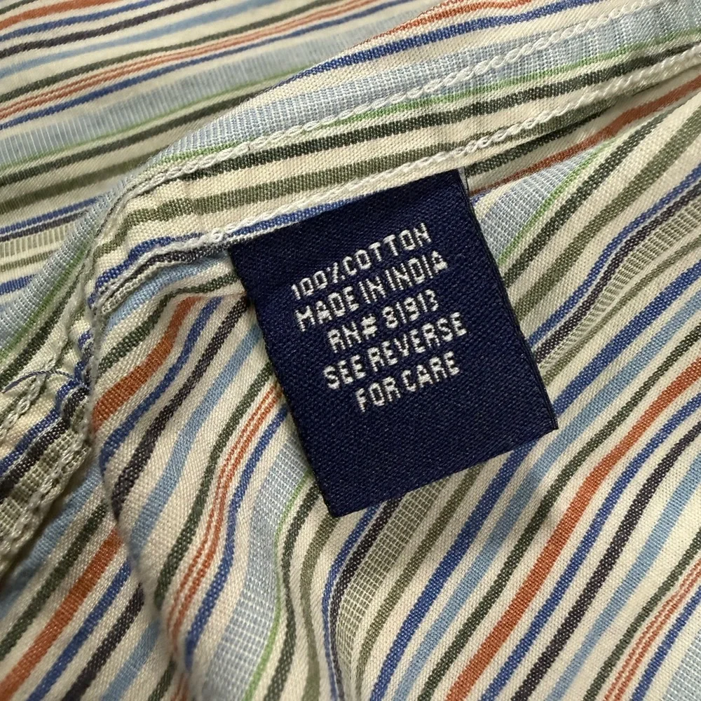 Vintage Robert Graham R&G Stripe Button Shirt L Multi Color Y2K Cotton - Picture 7 of 8